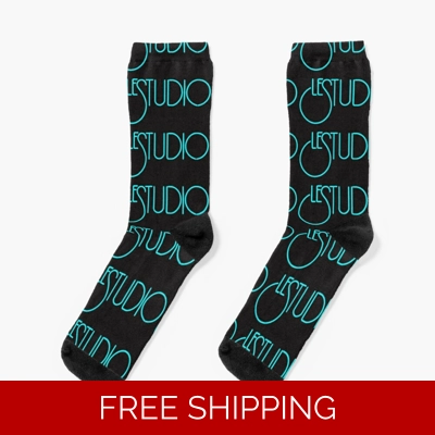 Le Studio Socks Black Aqua Blue Multi Logo